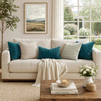 MIULEE Corduroy Decorative Throw Pillow Covers 20x20 Teal Pack of 2