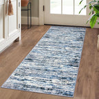 Lansny Modern Abstract Runner Rug 2x5, Grey Blue White Washable Entryway Kitchen Runner Non-Slip Soft Hallway Rug Runner Thin Print Faux Wool Carpet for Bedroom Laundry Room Indoor