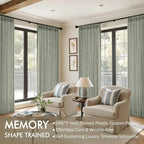 MIULEE Pinch Pleated Thick Linen Curtains 84 Inches Long 2 Panels for Living Room Bedroom, Linen Textured Memory Trained Drapes Pleat Back Tab Light Filtering Sage Green Window Curtains with Hooks