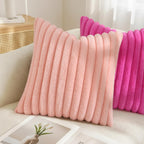 decorUhome Fall Faux Fur Throw Pillow Covers 20x20 Set of 2 Blush Pink