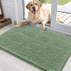 OLANLY Dog Door Mat for Muddy Paws 35x24, Absorbs Moisture and Dirt, Absorbent Non-Slip Washable Doormat, Quick Dry Chenille Mud Mat, Entry Indoor Entryway Carpet for Inside Floor, Olive Green