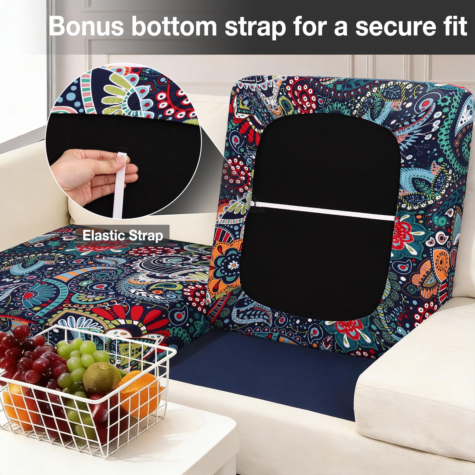hyha 4Pcs Patio Cushion Covers, Stretch Outdoor Couch Cushion Covers