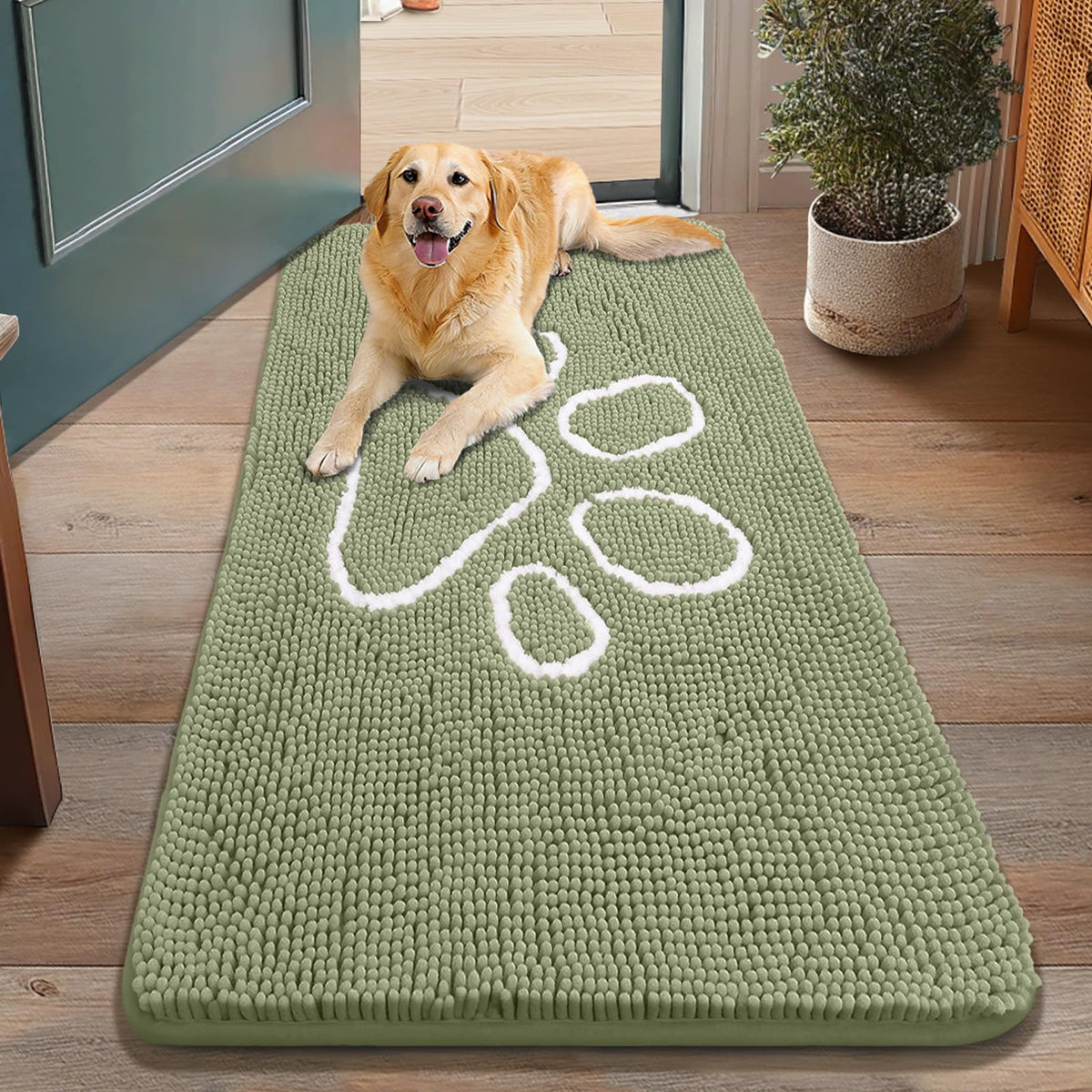 Smiry Dog Door Mat for Muddy Paws, Absorbent Non Slip Dirt Trapper, 48x30