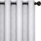 Deconovo White Room Darkening Curtains for Kitchen Nursery Office (52x63 Inch, Silver Grey/Geometry, 2 Panels) Thermal Insulated Soundproof Drapes for Bedroom Living Room