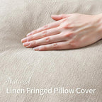 MIULEE Decorative Throw Pillow Covers Neutral Linen Fringe Throw Pillows Set of 2 Natural Beige Boho Farmhouse Cushion Covers with Tassels for Couch Sofa Bed Living Room Spring Decor 16x16 Inch