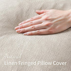 MIULEE Linen Fringe Decorative Throw Pillow Covers Natural Beige 18x18