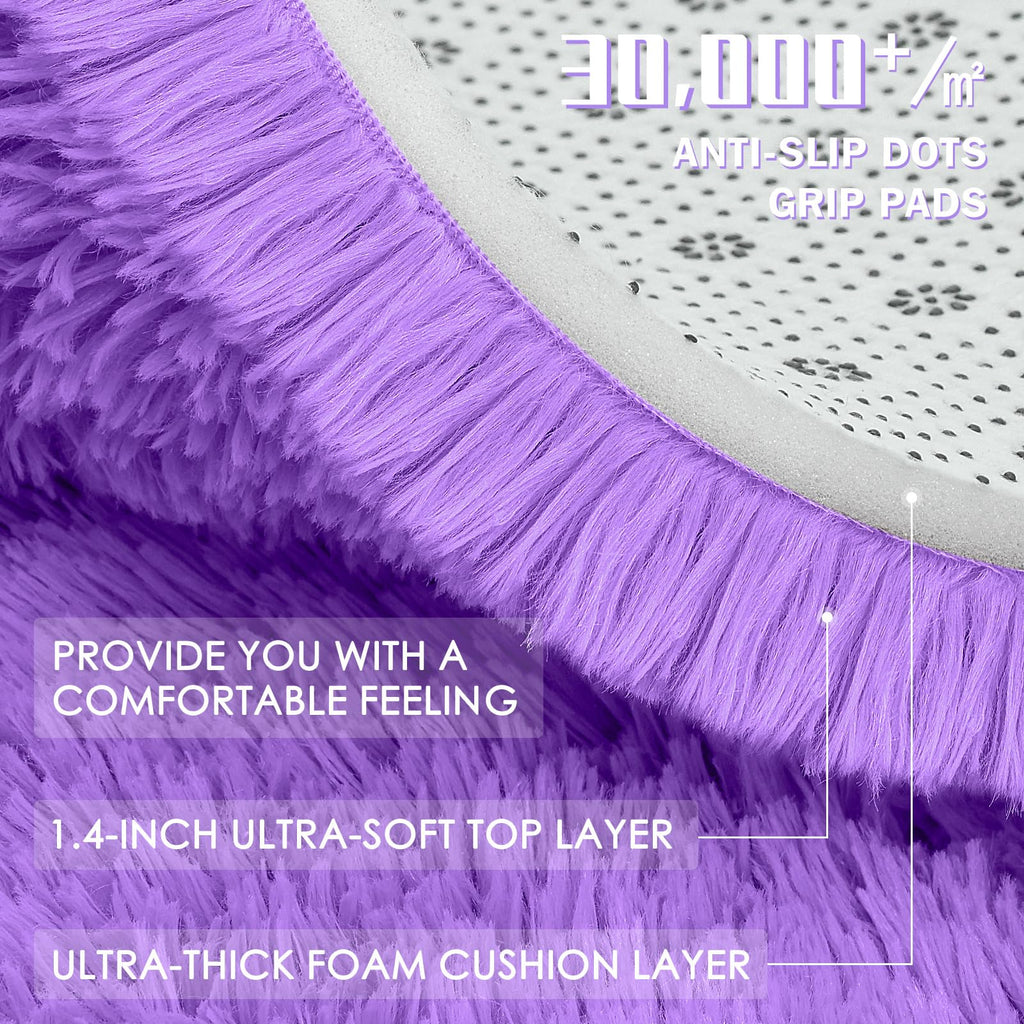 OLANLY Area Rugs for Living Room Bedroom, Machine Washable 4x5.9 ft Soft Fluffy Shaggy Bedside Rug, Indoor Floor Carpet for Kids Girls and Boys, Dorms, Nursery Rooms, Home Decor Aesthetic, Purple