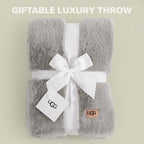 UGG Euphoria Throw Blanket, Plush Faux Fur Blanket, 50" x 70", Seal Grey