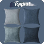 Topfinel Decorative Throw Pillow Covers Cushion Cases, Set of 4 Soft Velvet Modern Double-Sided Designs, Mix and Match for Home Decor, Pillow Inserts Not Included (24x24 inch, Blue)