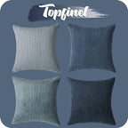 Topfinel Decorative Throw Pillow Covers Cushion Cases, Set of 4 Soft Velvet Modern Double-Sided Designs, Mix and Match for Home Decor, Pillow Inserts Not Included (12x12 inch, Blue)