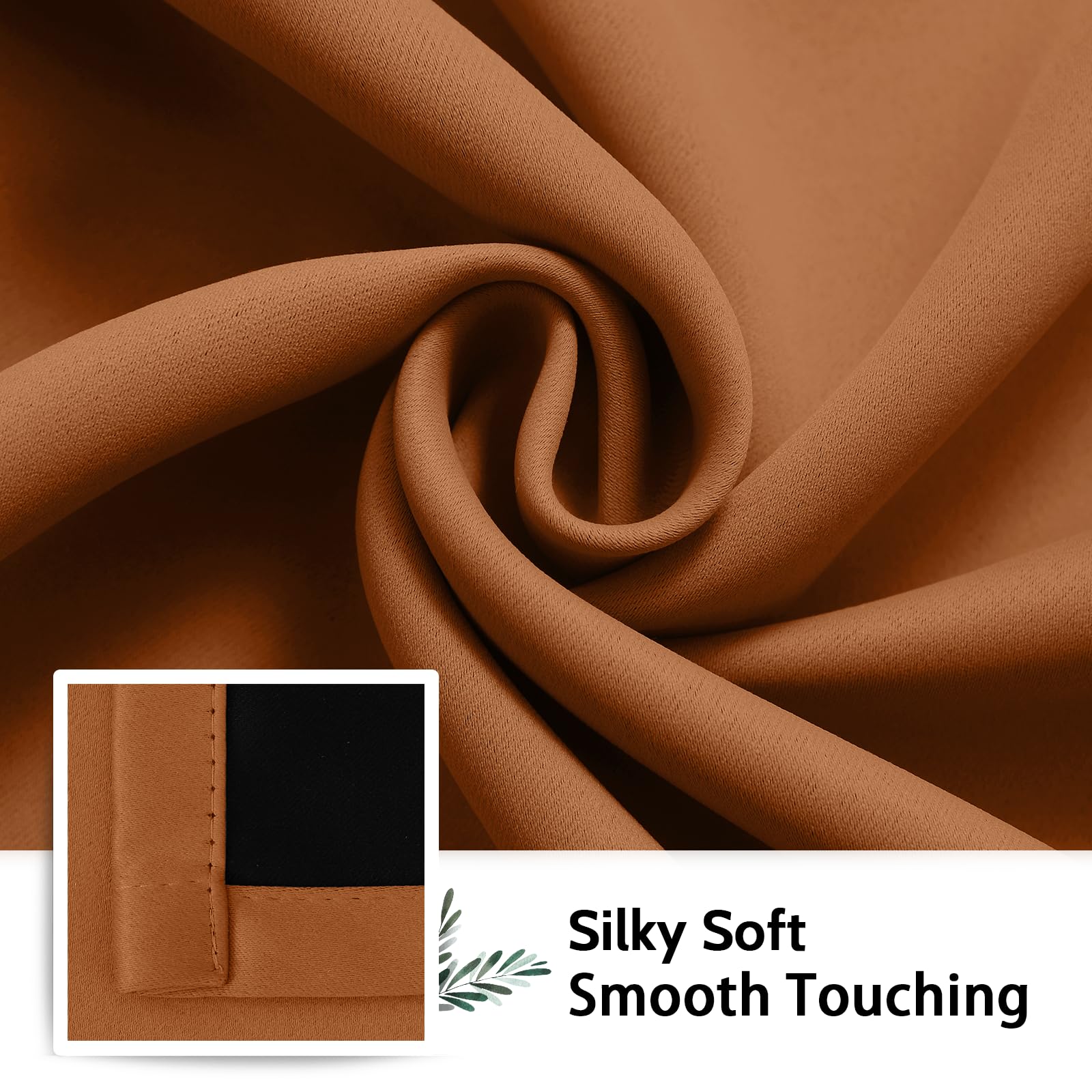 SimpleHome Orange 100% Blackout Curtains Room Darkening Living Room 96 Inch