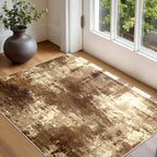 RELEANY Washable 3'x5' Abstract Area Rug for Living Room Brown Tan