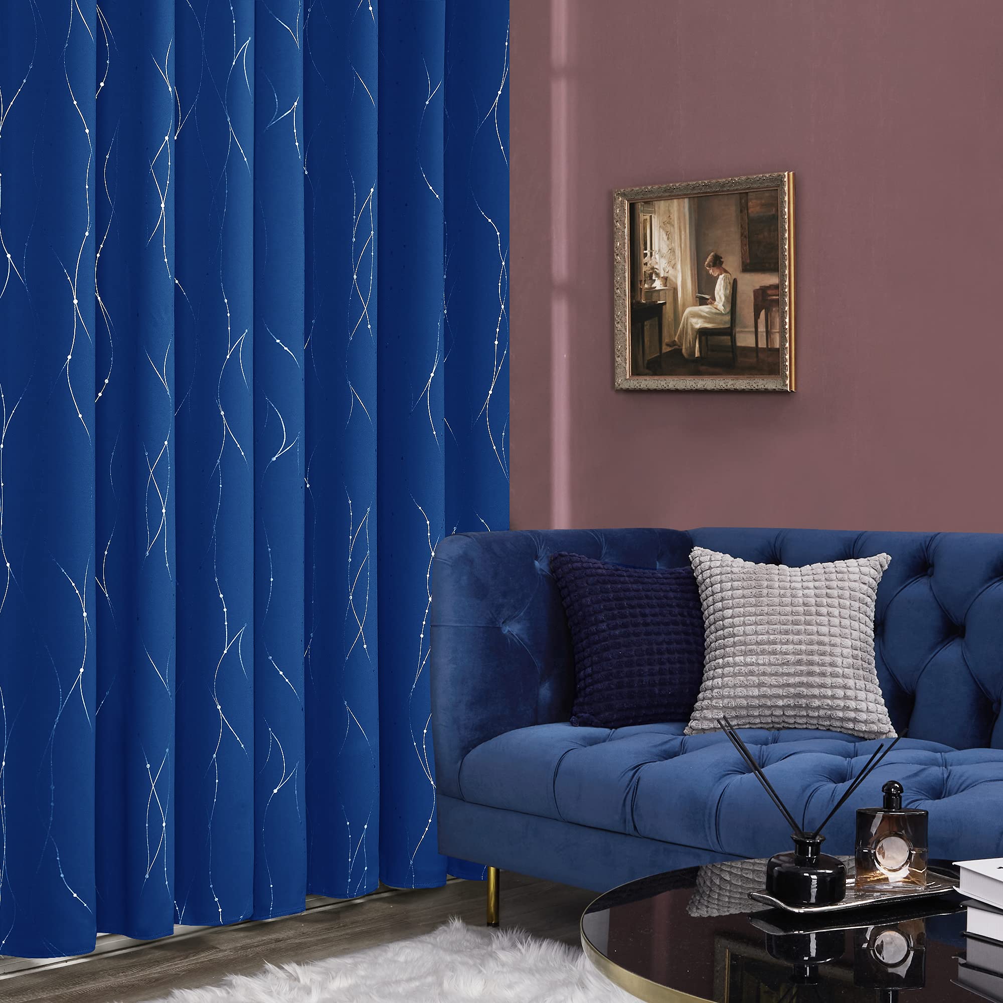 Deconovo Living Room Curtains 90 Inches Long, Blackout Curtains for Bedroom