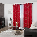 Deconovo Christmas Curtains, Red Curtain, Blackout Drapes, Thermal Insulated Noise‑Reduced Drape, Wave Line Dots Foil Print, 52 x 84 Inch, 2 Panels, Machine‑Washable Window Panel for Party Living Room
