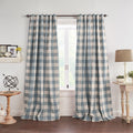 Threadmade Grainger Buffalo Check Blackout Window Curtain, Chambray - 52" W x 84" L