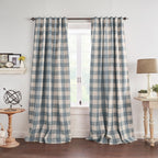 Threadmade Grainger Buffalo Check Blackout Window Curtain, Chambray - 52" W x 84" L
