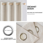 MIULEE 100% Blackout Linen Curtains for Bedroom 52x84 Inches Birch