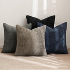 MIULEE Soft Decorative Chenille Pillow Covers Navy Grey 18x18 Pack of 4