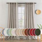 MIULEE Burlywood Birch Linen Curtains 52x96 Inch Long 2 Panels for Bedroom