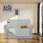 Easy-Going Reversible Chair Cover Washable Sofa Cover for Dogs Water Resistant Couch Slipcover Furniture Protector Cover with Adjustable Straps for Pets (Chair 30 in, Light Gray/Ivory)