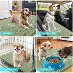 OLANLY Dog Door Mat for Muddy Paws 70x46, Paw Print Design, Absorbs Moisture and Dirt, Non-Slip Washable Doormat, Quick Dry Chenille Mud Mat for Dogs, Entry Indoor Entryway Carpet, Sage Green