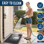 Smiry Front Door Mat Outside Entrance, Low Profile Rubber Doormat, 47x32