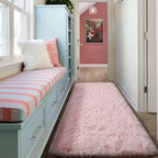 ONASAR Pink Runner Rugs for Bedroom Living Room, 2x6 Bedside Hallway Fluffy Area Rug, Ultra Soft Plush Furry Faux Fur Non Slip Floor Carpet for Nursery Kids Dorm Closet Home Decor Aesthetic