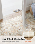 AMADA HOMEFURNISHING 2x4 Washable Area Rug, Low-Profile Entryway Rug with Non-Slip Backing & Durable Edge Binding, Vintage Rug Pattern, Small Rugs for Entryway, Kitchen & Living Room