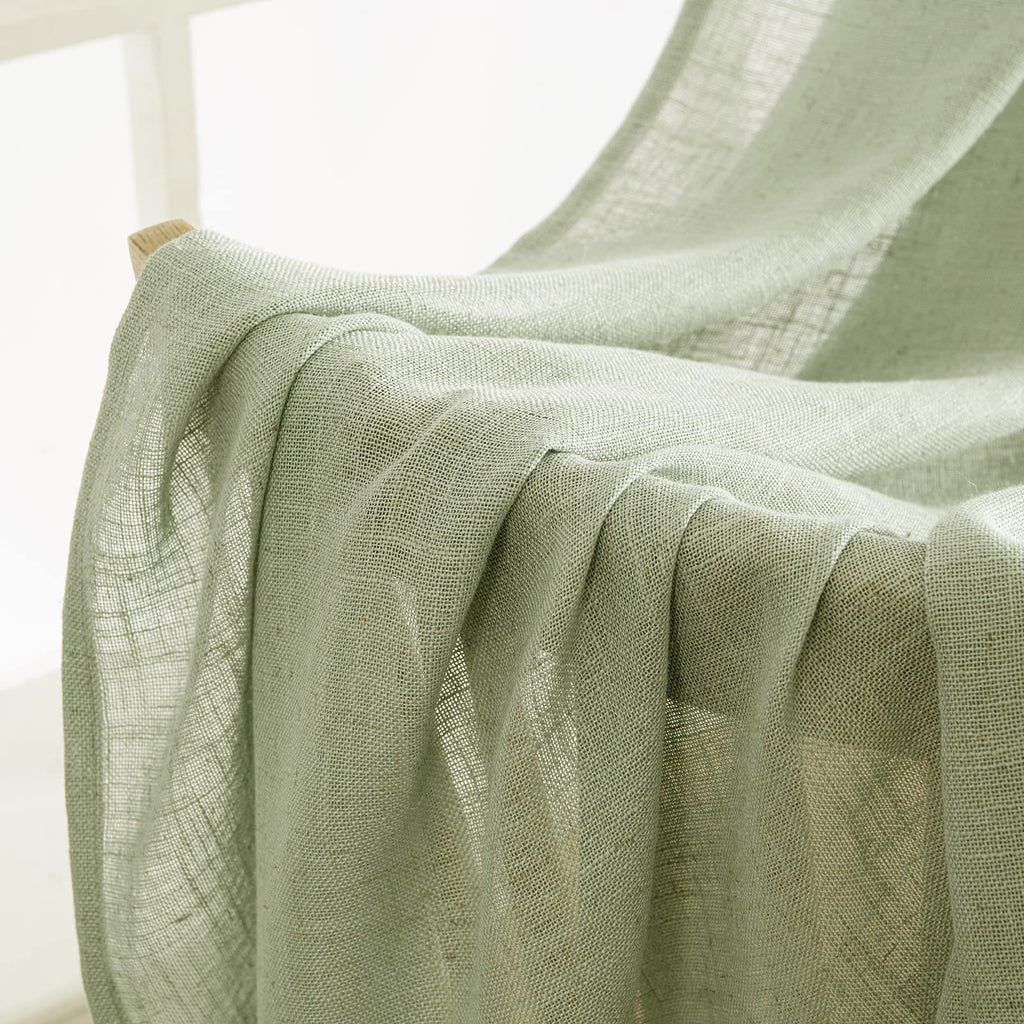 MIULEE Sage Green Linen Curtains 52x72 Inch Length for Bedroom Living Room