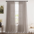 Brownish Grey Linen Curtains 96 Inches Long for Living Room Back Tab Vintage Rustic Farmhouse Light Filtering Curtain Burlap Textured Linen Drapes 96 Inch Length for Dinning Room Bedroom 52x96 8 FT