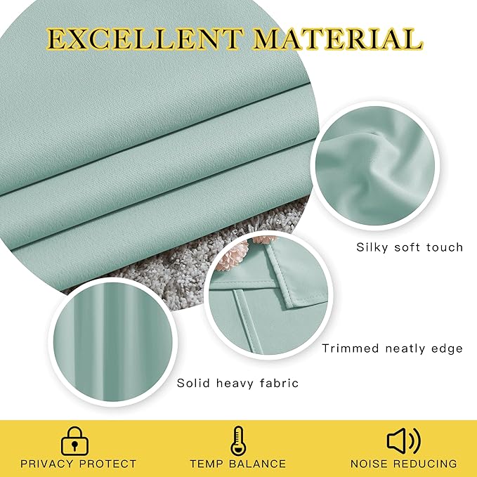 NICETOWN Blackout Curtains for Bedroom - Window Treatment Energy Saving Thermal Insulated Solid Grommet Blackout Drapes for Living Room (Aqua Blue, 1 Pair, 66 by 84-Inch)