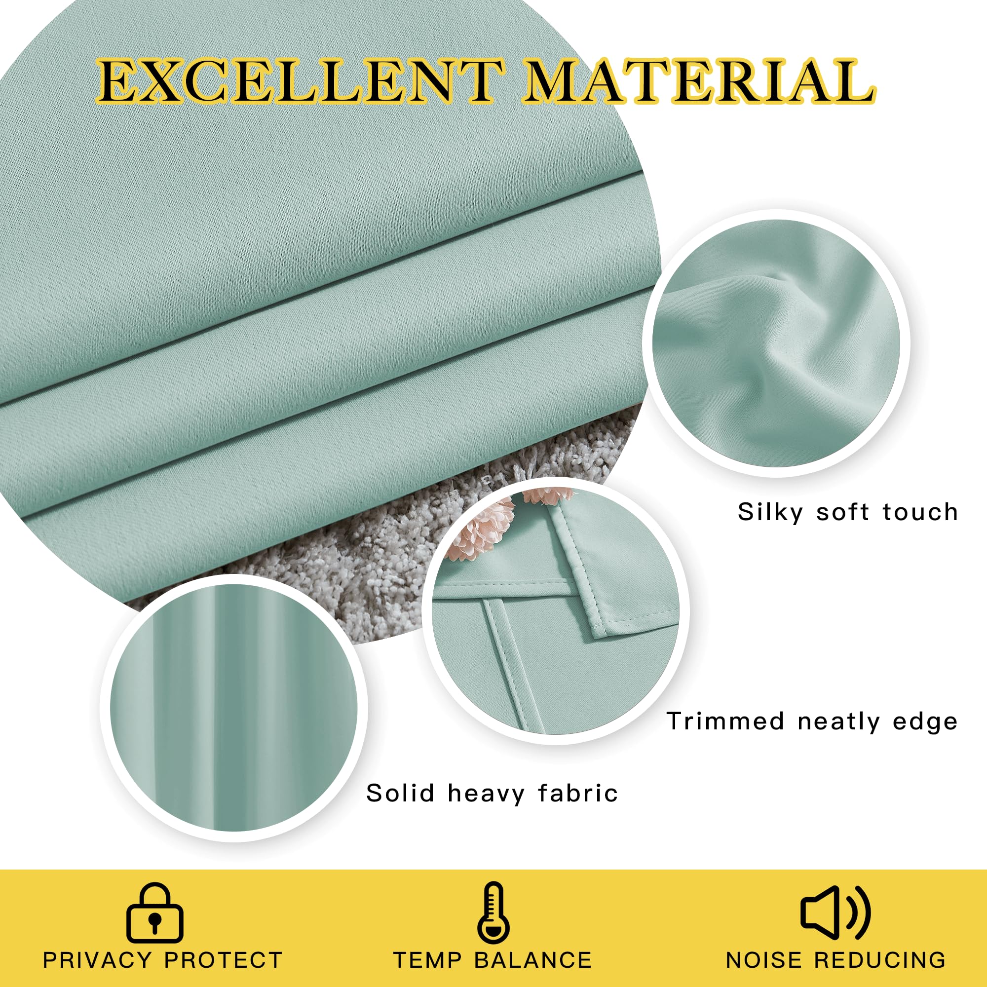 NICETOWN Bedroom Blackout Curtains for Kitchen Window - Window Treatment Thermal Insulated Solid Grommet Sound Reducing for Kitchen/Nursery, Aqua Blue, 2 Panels, W34 x L50