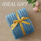 BEDELITE Twin Blanket for Couch & Bed, 300GSM Soft & Warm Fleece Blanket, Decorative and Giftable Striped Light Blue Blankets for Women, Men, 60"x80"