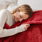 Whale Flotilla Extra Large Fuzzy Fleece Throw Blanket for Couch, 50x70 Inch Fluffy Warm Soft Jacquard Blankets for All Season, Lightweight and Cozy, Red