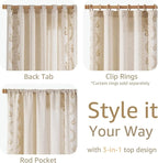 jinchan Belrose Linen Curtains for Bedroom Floral Curtains 63 Inch Length Linen Blend Beige Embroidered Drapes Farmhouse Flower Patterned Drapes for Living Room Window Treatments Sets 4 Panels