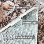 2x8 Washable Runner Rugs for Hallway: Easy-to-Clean Abstract Runners for Entryway Bedroom - Stain and Water Resistant Rugs with Non-Slip Backing - Soft Low-Pile Carpet Brown Khaki White