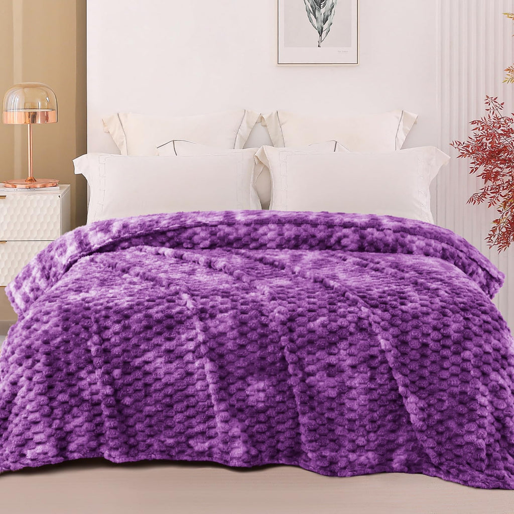 Exclusivo Mezcla 3D Fleece King Size Blanket for Bed, Burnt Orange