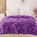 Exclusivo Mezcla 3D Fleece King Size Blanket for Bed, Burnt Orange