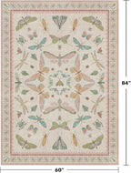 Hazo Haus Butterfly Area Rugs 5x7 for Baby Nursery, Cute Light Pink Rugs for Bedroom Girls, Living Room, Kids Room Playroom Reading Corner, Washable Ultra Soft Stain Resistant Floral Floor Decor