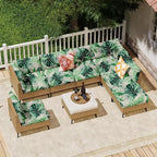 14Pcs Outdoor Cushion Covers, Patio Cushion Covers,Stretch Elastic Slipcovers, Replacement Washable & Reusable Furniture Protector for Patio Couch (Mint Green,Cover Only)