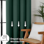 Simplebrand Ava Ever Green Blackout Curtains for Bedroom 90 Inches Long 2 Panels Set, Solid Privacy Energy Saving Living Room Window Treatment Curtains Blackout Drapes, W40 x L90 Inch, Ever Green