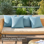 MIULEE Pack of 4 Decorative Outdoor Throw Pillow Covers Linen Waterproof Pillow Covers Farmhouse Cushion Cases for Patio Garden Tent Balcony Couch Sofa 16x16 inch Blue Gray