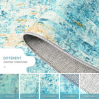 Runner Rug for Kitchen Teal Blue Hallways Runner Rug Non Slip 2'6''x8' Washable Long Runner Rugs with Rubber Backing Soft Abstract Carpet Runner for Entryway, Kitchen, Bedroom, Bathroom