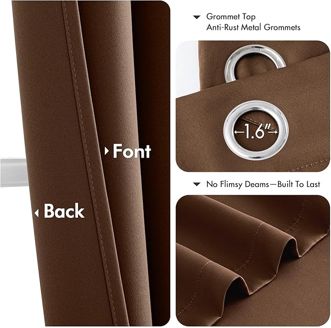 MIULEE Blackout Curtains for Bedroom 2 Panels 40 x 45 Inch Long Mocha Brown