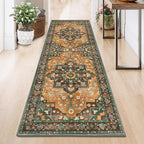 HEBE Hallway Runner Rug 2'x6' Washable Vintage Distressed Area Rugs Non Slip Laundry Rug Runner Boho Floor Carpet Runners for Hallways Entryway Laundry Room Kitchen Bathroom