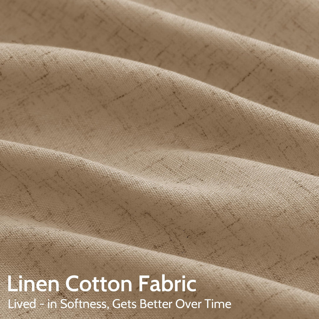 Sand Beige Linen Curtains for Living Room 105 Inches Long Simple Modern Light Filtering Semi Sheer Curtain Back Tab Rustic Farmhouse Luxury Home Decor Drapes for Bedroom Dinner Room 52x105, 2 Panels