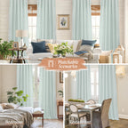 LAMIT Light Filtering Linen Curtains 63 Inch Length for Bedroom, Light Blue