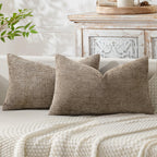 MIULEE Decorative Neutral Beige Euro Sham Pillow Covers 24x24 Inch 2 Pack