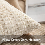 MIULEE Corduroy Decorative Throw Pillow Covers 16x16 Cream White Pack of 2