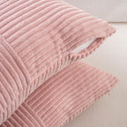 Fancy Homi 2 Packs Blush Pink Decorative Throw Pillow Covers 18x18 Inch for Living Room Couch Bed, Rustic Farmhouse Boho Home Decor, Soft Corss Corduroy Patchwork Textured Square Cushion Case 45x45 cm